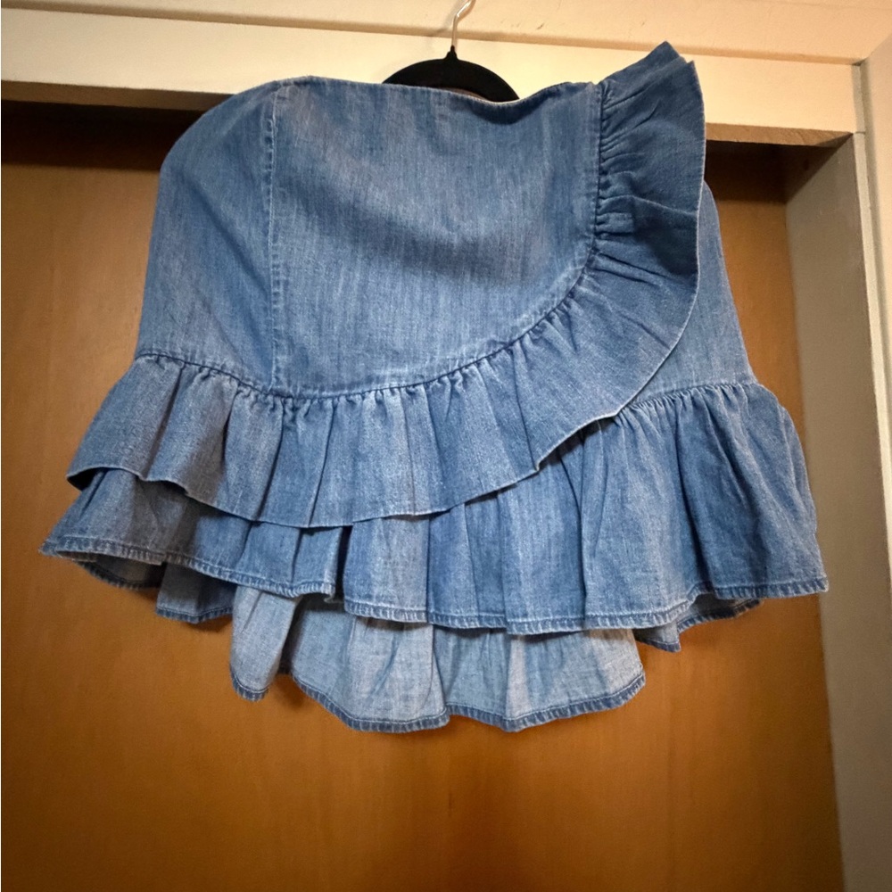 Denim Ruffle Sexy Halter Top